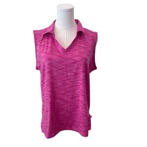 Lady Hagen Women's Large Pink Stretch Sleeveless Athletic Sport Golf Polo